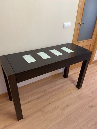 Tavolo consolle in legno e vetro