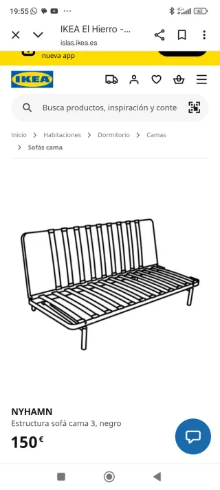 Estructura sofá cama color negro.