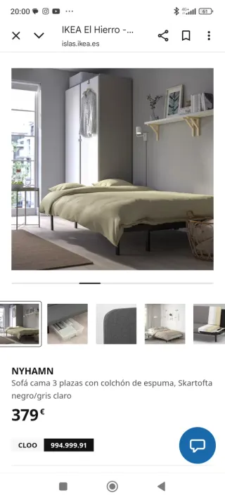 Estructura sofá cama color negro.