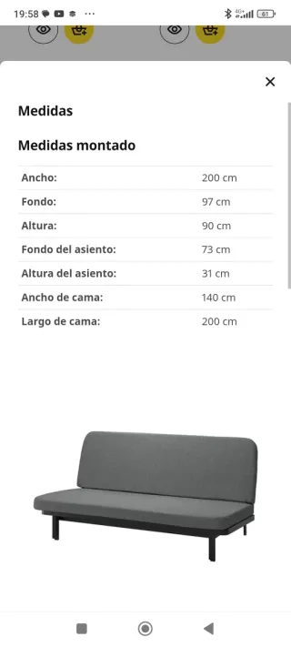 Estructura sofá cama color negro.