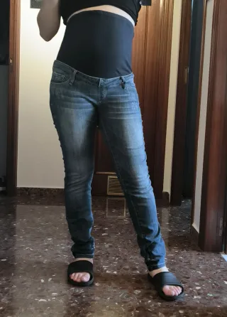 Vaquero premamá azul