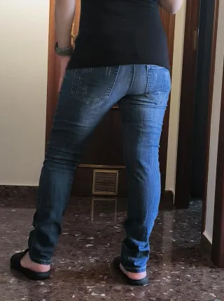 Vaquero premamá azul