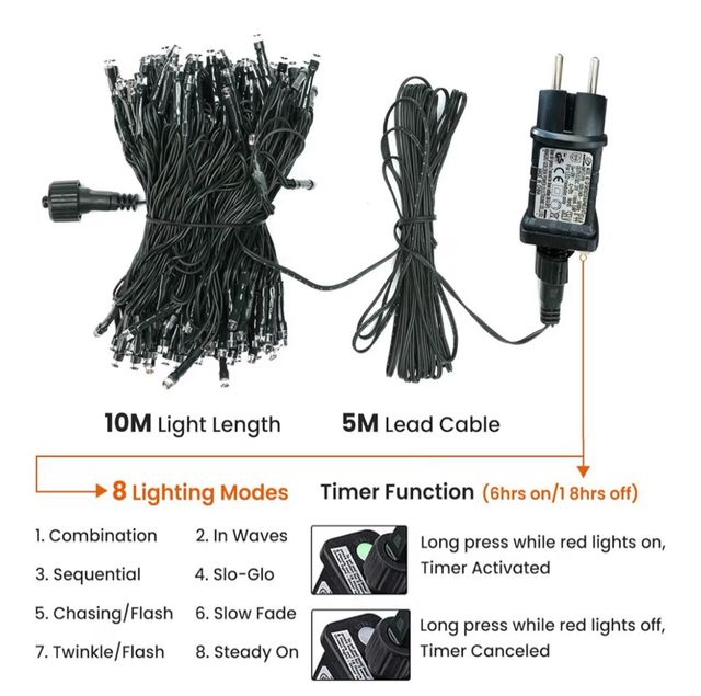 Luces de Natal LED 10m Multicolor