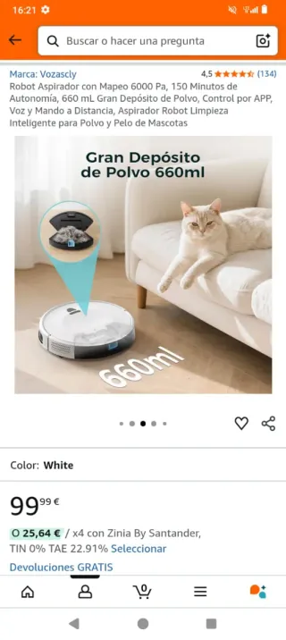 Robot Aspirador Vozascly Mapeo 6000 Nuevo sin estr