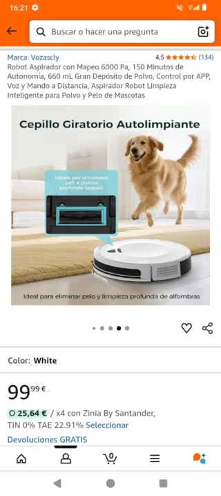 Robot Aspirador Vozascly Mapeo 6000 Nuevo sin estr