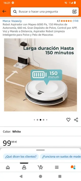 Robot Aspirador Vozascly Mapeo 6000 Nuevo sin estr