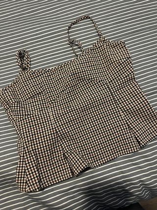 Blusa cuadros negra y marrón