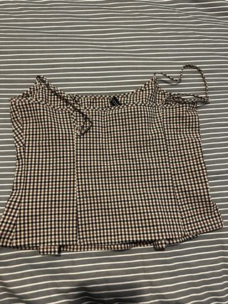 Blusa cuadros negra y marrón