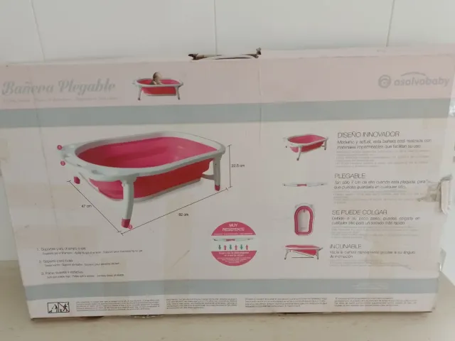 Bañera bebé plegable rosa y blanca
