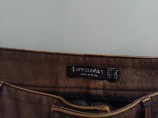 Falda larga marrón efecto piel