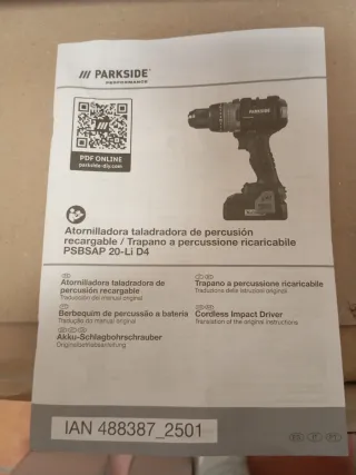 Taladro percusión Parkside performance completo