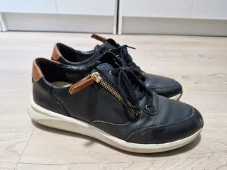 Zapatillas Clarks Piel Negra Marrón Cremallera
