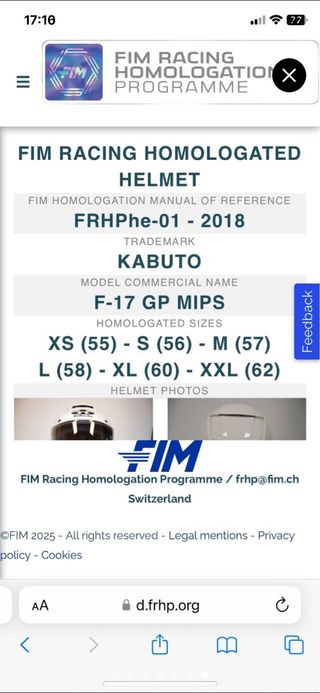 Casco Moto Kabuto F17 GP Mips Aleix Espargaro