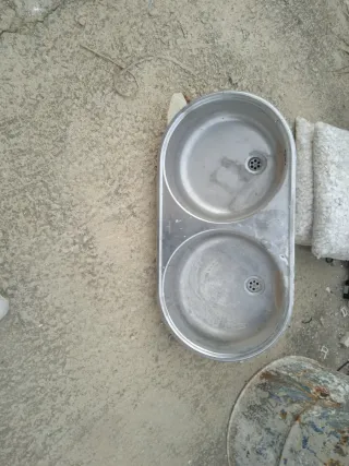 Lavabo doble seno metálico