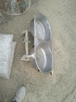 Lavabo doble seno metálico