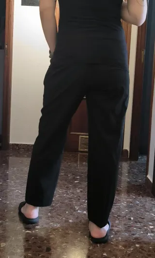 Pantalón premamá vestir negro/ gris oscuro