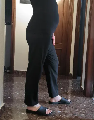 Pantalón premamá vestir negro/ gris oscuro