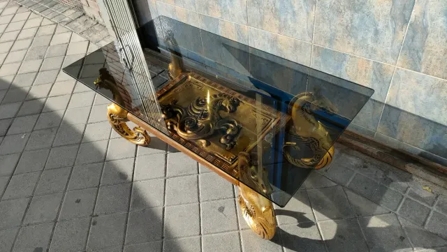 Mesa Centro Vintage de Metal y Cristal 640513971