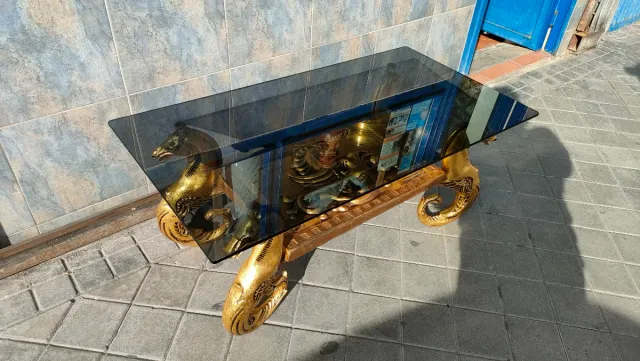 Mesa Centro Vintage de Metal y Cristal 640513971