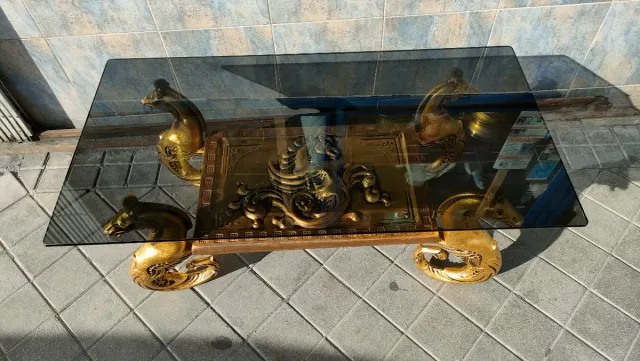 Mesa Centro Vintage de Metal y Cristal 640513971