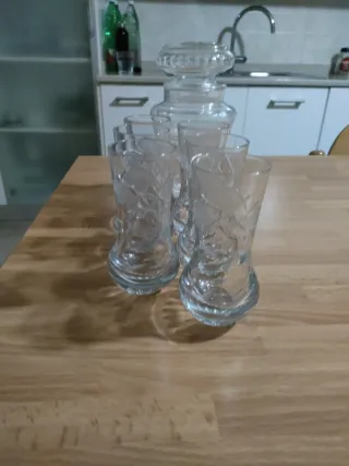 Decanter cristallo molato e 6 bicchieri