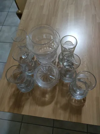 Decanter cristallo molato e 6 bicchieri