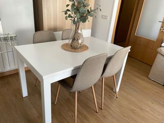 Mesa de comedor blanca de madera