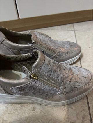 Scarpe slip-on donna oro/argento