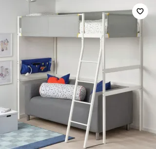 Litera metálica blanca + colchón+ somier