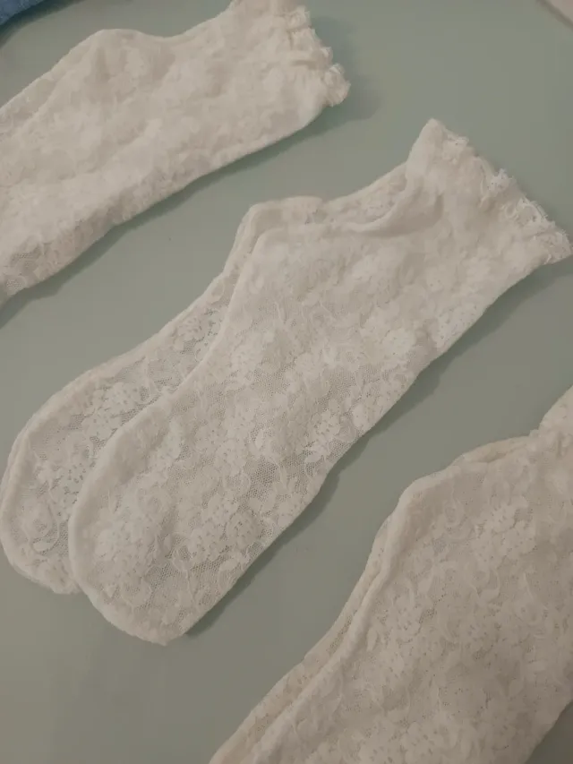 Lote 4 Calcetines encaje niña blancos y celeste