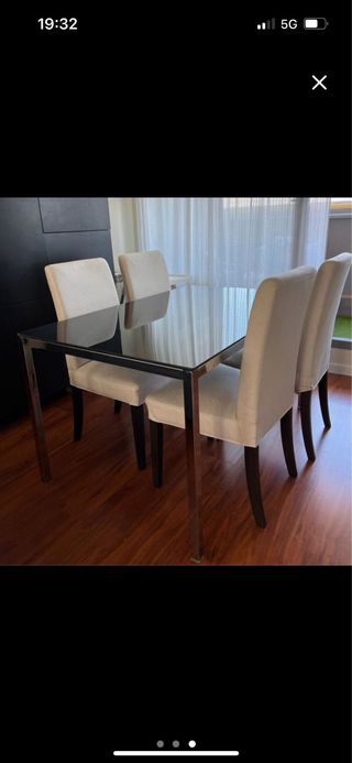 Mesa de cristal negro 135x85x74