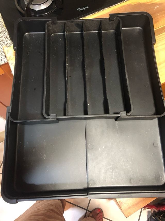 Cubertero Organizador Cajón Plástico Negro