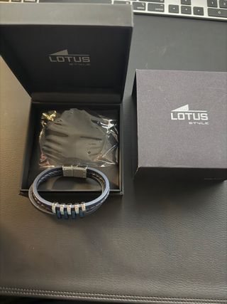 Pulsera Lotus Hombre Azul y Plata