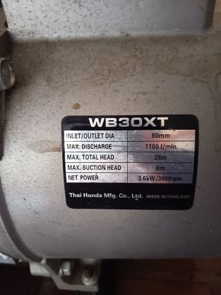 Bomba de agua Honda WB30XT GX160