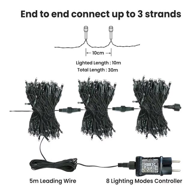 Luci LED per Natale 10m Multicolore