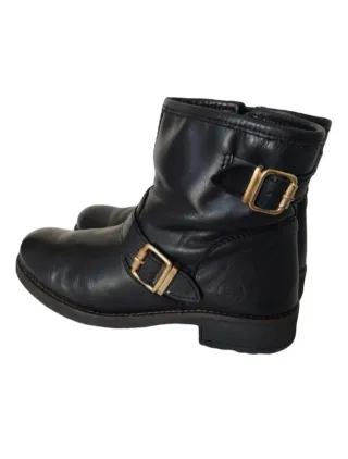 Botines de piel Sacchi negros con hebillas