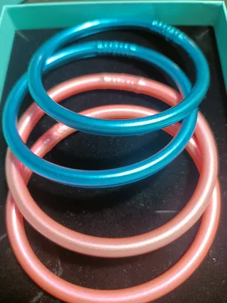 Pulseras Pan de Oro Rosa y Turquesa