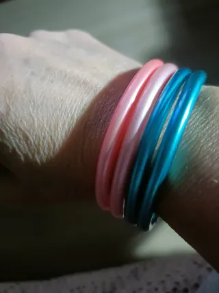 Pulseras Pan de Oro Rosa y Turquesa