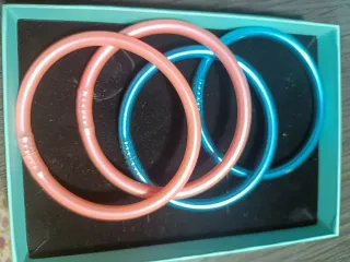 Pulseras Pan de Oro Rosa y Turquesa