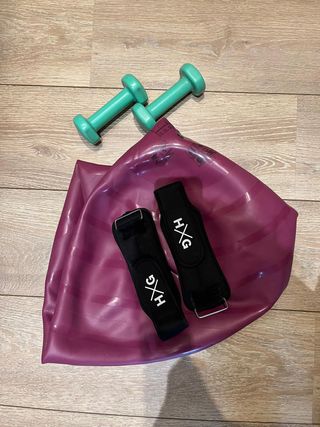 Pelota Pilates, 2 Pesas 1kg y Tobilleras