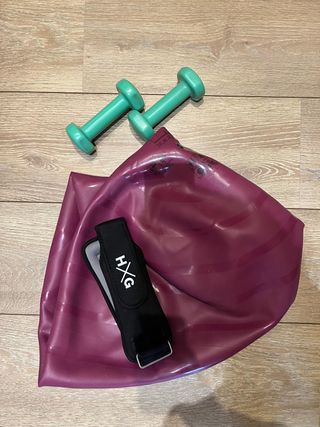 Pelota Pilates, 2 Pesas 1kg y Tobilleras