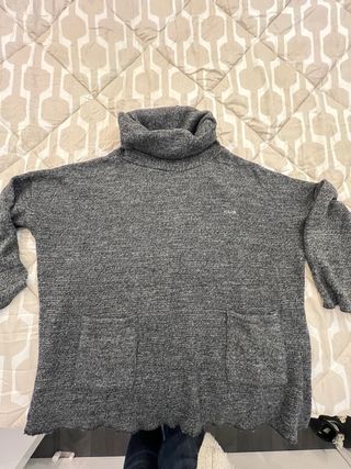 Jersey lana cuello alto gris