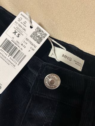 Pantalón pana Mango azul marino flare cargo