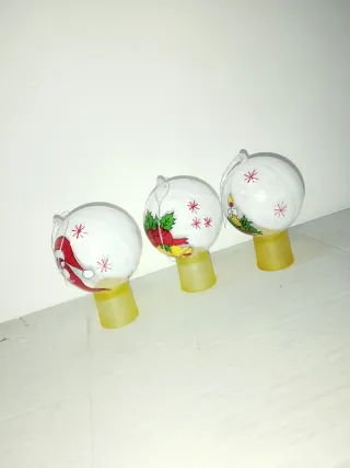 3 Palline Natale Plastica Dipinte a Mano