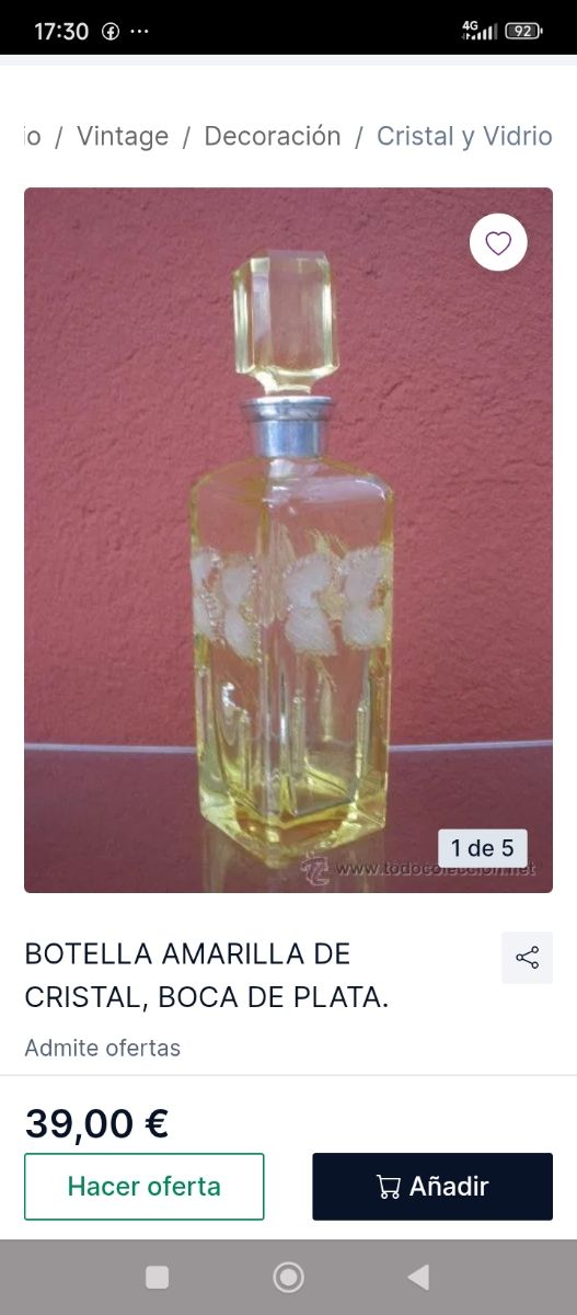 3 Botellas Licor Vintage Cristal y Metal