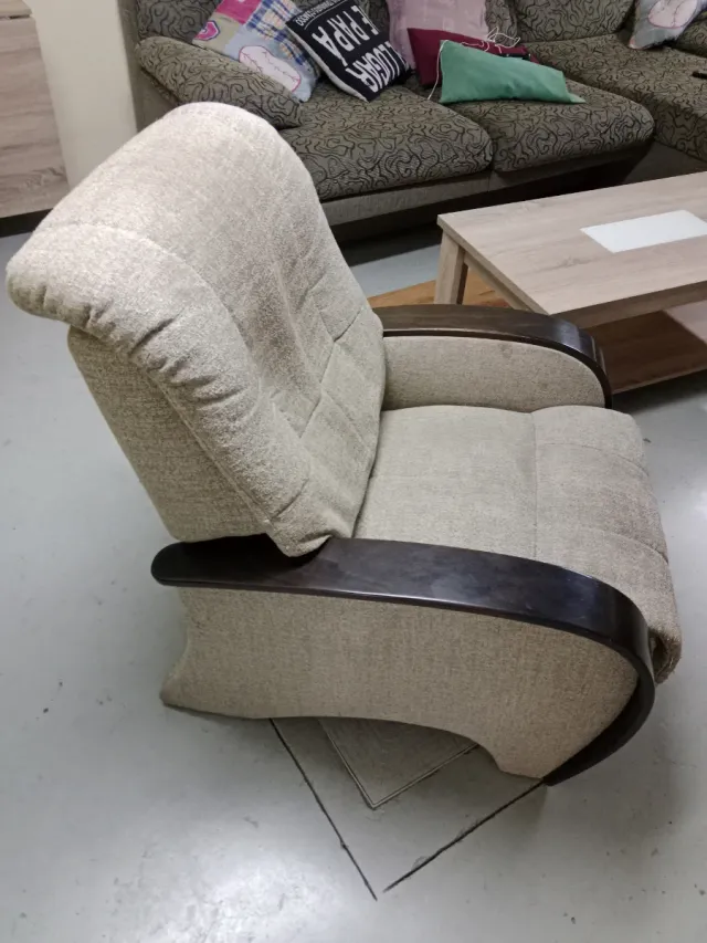 Sillón relax reclinable tela y madera