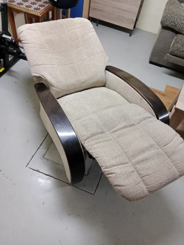 Sillón relax reclinable tela y madera