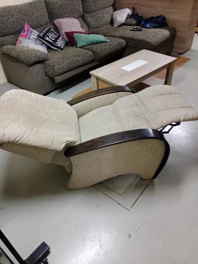 Sillón relax reclinable tela y madera