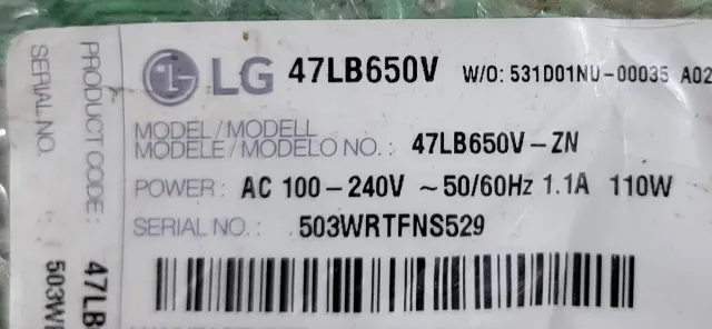 Placa Base TV LG 47LB650V