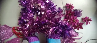 Decorazioni natalizie fiori viola glitter
